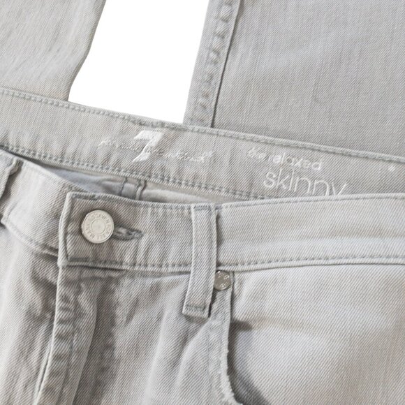 7 For All Mankind Relaxed Skinny W 27 L 25 Gray Jeans Faded - Picture 10 of 14